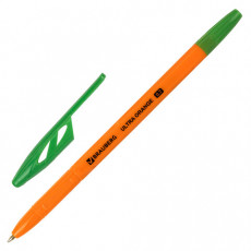 Ручка шариковая BRAUBERG ULTRA ORANGE, ЗЕЛЕНАЯ, узел 0,7 мм, чернила ГЕРМАНИЯ, наконечник ШВЕЙЦАРИЯ, 143565