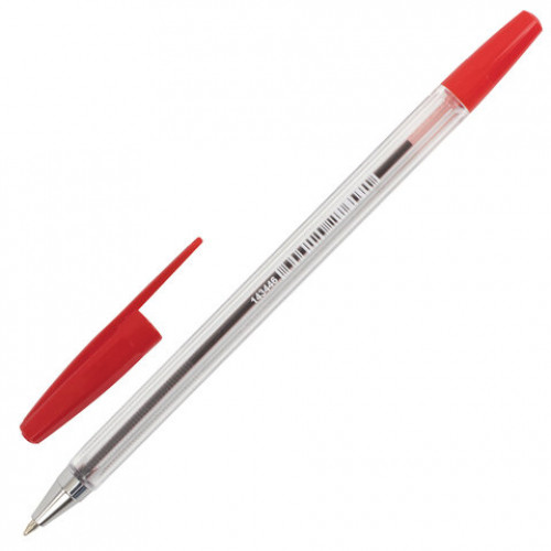Ручка шариковая BRAUBERG M-500 CLASSIC, КРАСНАЯ, корпус прозрачный, узел 0,7 мм, линия письма 0,35 мм, 143446