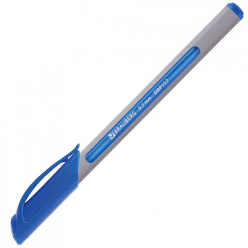 Ручка шариковая масляная BRAUBERG Extra Glide Soft Grey, СИНЯЯ, узел 0,7 мм, линия письма 0,35 мм, 142929