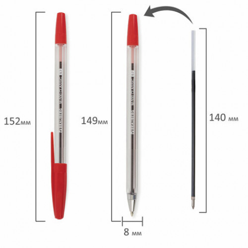 Ручка шариковая BRAUBERG M-500 CLASSIC, КРАСНАЯ, корпус прозрачный, узел 0,7 мм, линия письма 0,35 мм, 143446