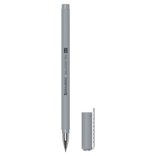 Ручка шариковая BRAUBERG SOFT TOUCH STICK METALLIC, СИНЯЯ, мягкое покрытие, корпус ассорти, узел 0,7 мм, 143699