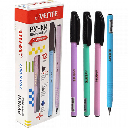 Ручка шариковая "deVENTE. Triolino Pastel" серия Speed Pro, d=0,7 мм, ультра гладкое письмо, чернила на масляной основе, игольчатый пишущий узел, пастельный трехгранный корпус, рифлёная грип-зона, сменный стержень, индивидуальная маркировка, в к