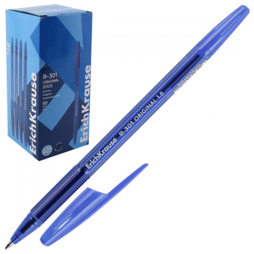 Ручка шариковая ErichKrause R-301 Stick Original 1.0, цвет чернил синий (в коробке по 50 шт.)