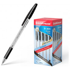 Ручка шариковая ErichKrause R-301 Stick&Grip Classic 1.0, цвет чернил черный (в коробке по 50 шт.)