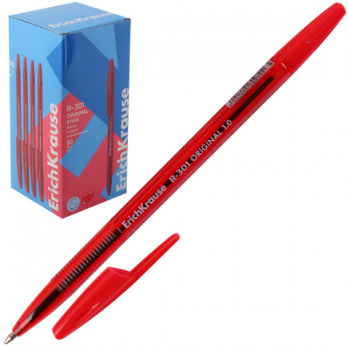 Ручка шариковая ErichKrause R-301 Stick Original 1.0, цвет чернил красный (в коробке по 50 шт.)
