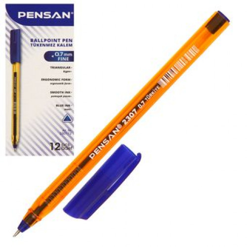 Ручка шариковая PENSAN 2307 треугольная синяя 12/1440 Арт.2307с (штрихкод 8692404203051)