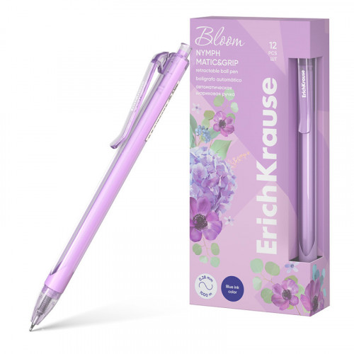 Ручка шариковая автоматическая ErichKrause Nymph Matic Pastel Bloom 0.7, цвет чернил синий (в коробк