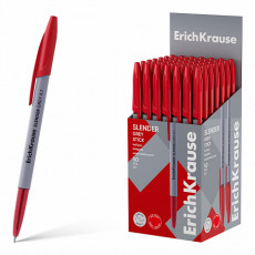 Ручка шариковая ErichKrause Slender Stick Grey 0.7, Super Glide Technology, цвет чернил красный (в к