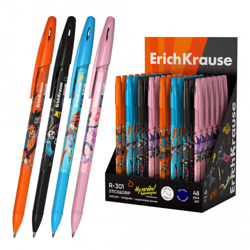 Ручка шариковая ErichKrause R-301 Stick Ну, Погоди! Каникулы 0.7, цвет чернил синий (в коробке-диспл