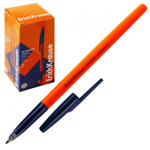 Ручка шариковая ErichKrause Slender Stick Orange 0.7, Super Glide Technology, цвет чернил синий (в к