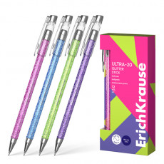 Ручка шариковая ErichKrause ULTRA-20 Stick Glitter 0.7, Super Glide Technology, цвет чернил синий (в Ручка шариковая ErichKrause ULTRA-20 Stick Glitter 0.7, Super Glide Technology, цвет чернил синий (в