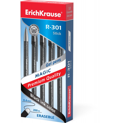 Ручка гел. ErichKrause R-301 Magic Gel 0,5 мм черный "пиши-стирай"