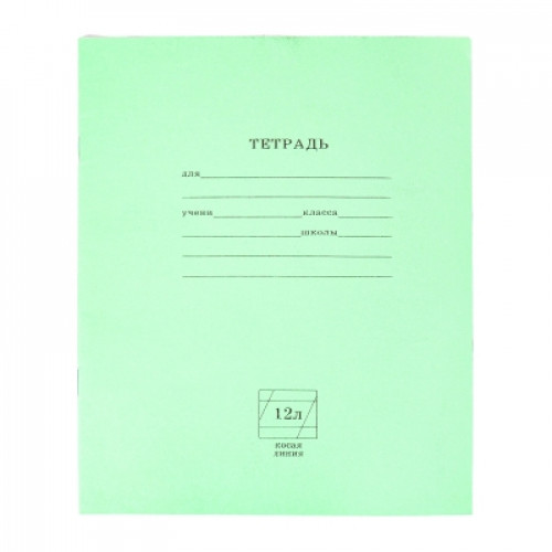Тетрадь школьная СТАНДАРТ 12 л. КОСАЯ ЛИНИЯ (12-5867),с линовкой на обл, читаемый штрих-код