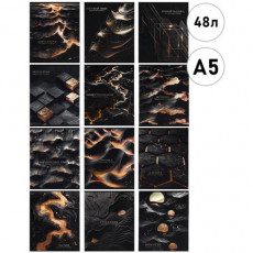 Комплект (12 шт.) предметных тетрадей 48л. «BLACK&GOLD» (48-2718) х.фол,софт-тач,выб.л,бандероль+пэт