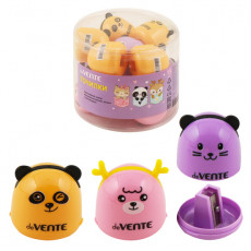 Точилка для карандашей "deVENTE. Cuties" 1 отверстие, с контейнером, пластмассовая в форме оленя, панды и кота, в пластиковой тубе, ассорти с индивидуальной маркировкой Точилка для карандашей "deVENTE. Cuties" 1 отверстие, с контейнером, пластмассовая в форме оленя, панды и кота, в пластиковой тубе, ассорти с индивидуальной маркировкой