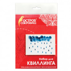 Набор для квиллинга детский, 4 цвета, 28 полос, с эскизом, Дождик, ОСТРОВ СОКРОВИЩ, 661115