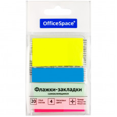 Флажки-закладки OfficeSpace, 45*12мм* 3цв.,+ 45*25мм* 1цв., по 20л., неоновые цвета, европодвес Флажки-закладки OfficeSpace, 45*12мм* 3цв.,+ 45*25мм* 1цв., по 20л., неоновые цвета, европодвес