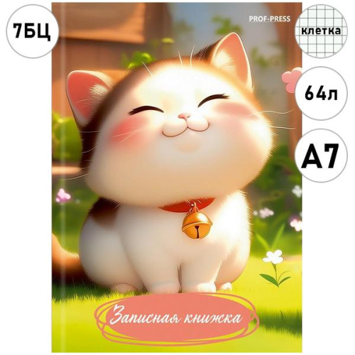ЗАПИСНАЯ КНИЖКА А7 64л. ПУХЛЫЙ КОТЁНОК - 1 (64-8637) перепл. 7БЦ, глянц. ламинация