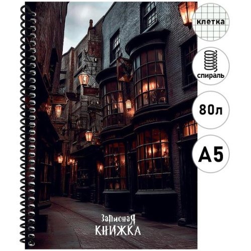 Записная книжка А5, 80л. ШКОЛА МАГИИ (ЗК80-3016) на спирали, обл. мелов. картон