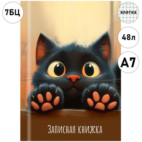 ЗАПИСНАЯ КНИЖКА А7 48л. ЛАПКИ КОТИКА - 2 (48-8627) перепл. 7БЦ, глянц. ламинация