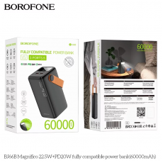 Аккумулятор внешний Borofone BJ66B Magnifico, 60000mAh, пластик, PD20Вт, 2 USB выхода, Type-C, цвет: чёрный (1/11)