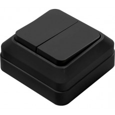 Выключатель двухклавишный BOLLETO черный накладной 7023B IN HOME, арт. 4690612061023