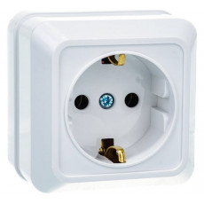 Розетка одинарная с заземлением BOLLETO белая накладная 7028 IN HOME, арт. 4680005959792