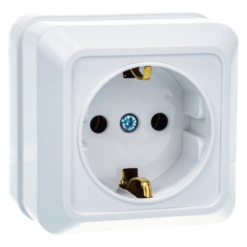 Розетка одинарная с заземлением BOLLETO белая накладная 7028 IN HOME, арт. 4680005959792