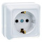 Розетка одинарная с заземлением BOLLETO белая накладная 7028 IN HOME, арт. 4680005959792
