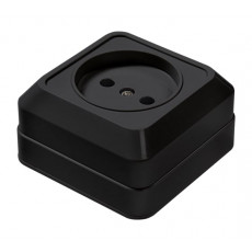 Розетка одинарная BOLLETO черная накладная 7022B IN HOME, арт. 4690612061030