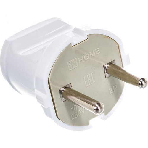 Вилка прямая 10А белая 4142 IN HOME, арт. 4690612000572