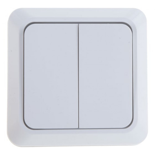 Выключатель двухклавишный BOLLETO белый накладной 7023 IN HOME, арт. 4680005959761