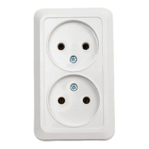 Розетка двойная BOLLETO белая накладная 7102 IN HOME, арт. 4680005959822