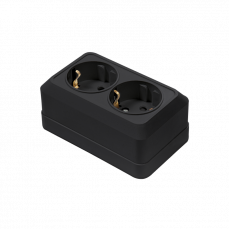 Розетка двойная с заземлением BOLLETO черная накладная 7128B IN HOME, арт. 4690612061061