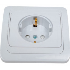 Розетка одинарная с заземлением со шторкой CLASSICO белая 2028x IN HOME, арт. 4690612000978