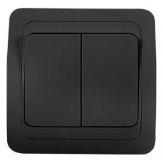 Выключатель двухклавишныйCLASSICO черный 2023B INHOME, арт. 4690612061085