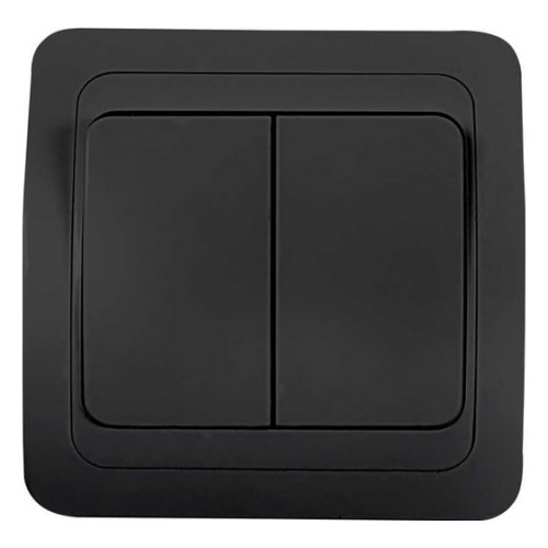 Выключатель двухклавишныйCLASSICO черный 2023B INHOME, арт. 4690612061085