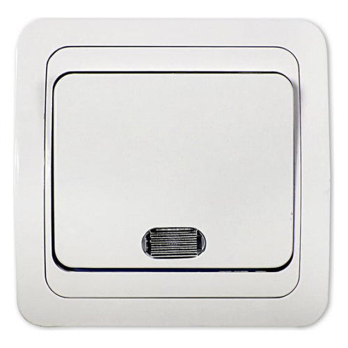 Выключатель одноклавишный с подсветкой CLASSICO белый 2121 IN HOME, арт.4680005959853