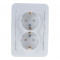 Розетка двойная с заземлением со шторкой CLASSICO белая 2128x IN HOME, арт.4690612000985