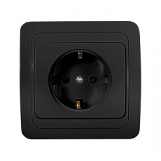 Розетка одинарная с заземлением CLASSICO черная 2028B IN HOME, арт. 4690612061108