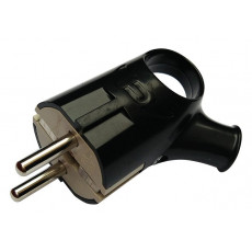 Вилка угловая с кольцом с заземлением 16А черная 4220 IN HOME, арт. 4690612009155