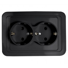 Розетка двойная CLASSICOчерная 2102B IN HOME, арт.4690612061115