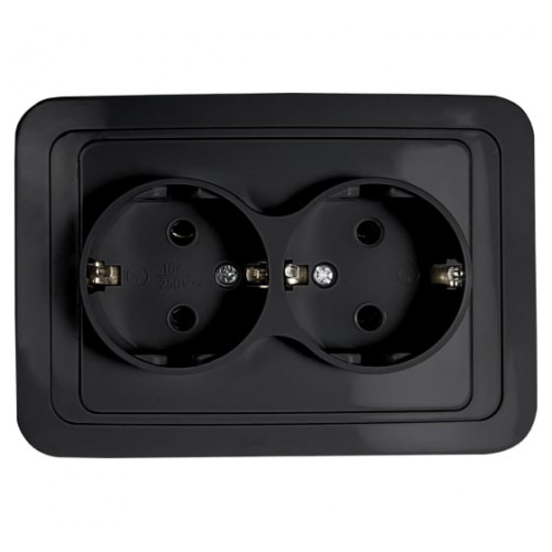 Розетка двойная CLASSICOчерная 2102B IN HOME, арт.4690612061115