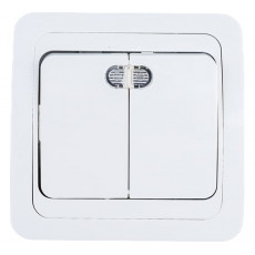 Выключатель двухклавишный с подсветкой CLASSICO белый 2123 IN HOME, арт.4680005959877