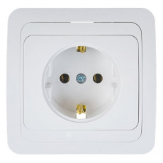 Розетка одинарная с заземлением CLASSICO белая 2028 IN HOME, арт.4680005959907