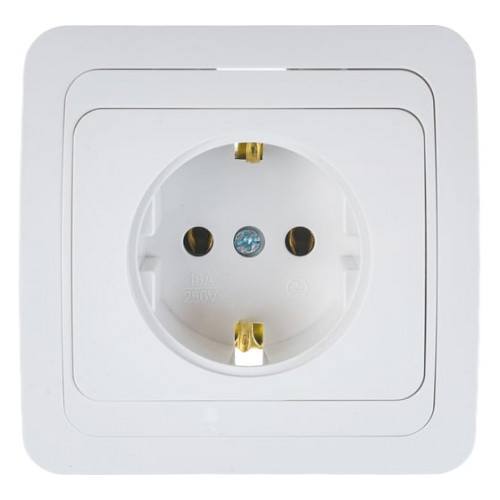 Розетка одинарная с заземлением CLASSICO белая 2028 IN HOME, арт.4680005959907