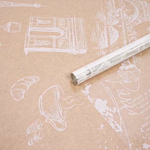 А Пленка прозрачная с рисунком "Париж" Белый 70см 200гр