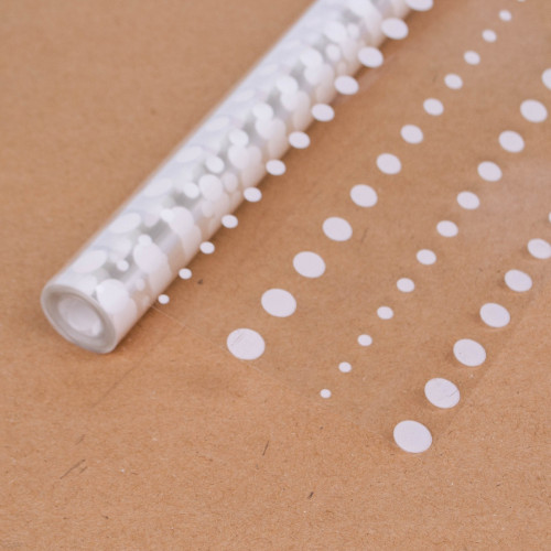 А Пленка прозрачная с рисунком "Бусинки" Белый 70см 200гр