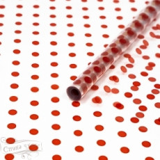 А Пленка прозрачная с рисунком "Горох" Красный 70см 200гр