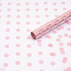 А Пленка прозрачная с рисунком "Горох" Нежно-розовый 70см 200гр А Пленка прозрачная с рисунком "Горох" Нежно-розовый 70см 200гр